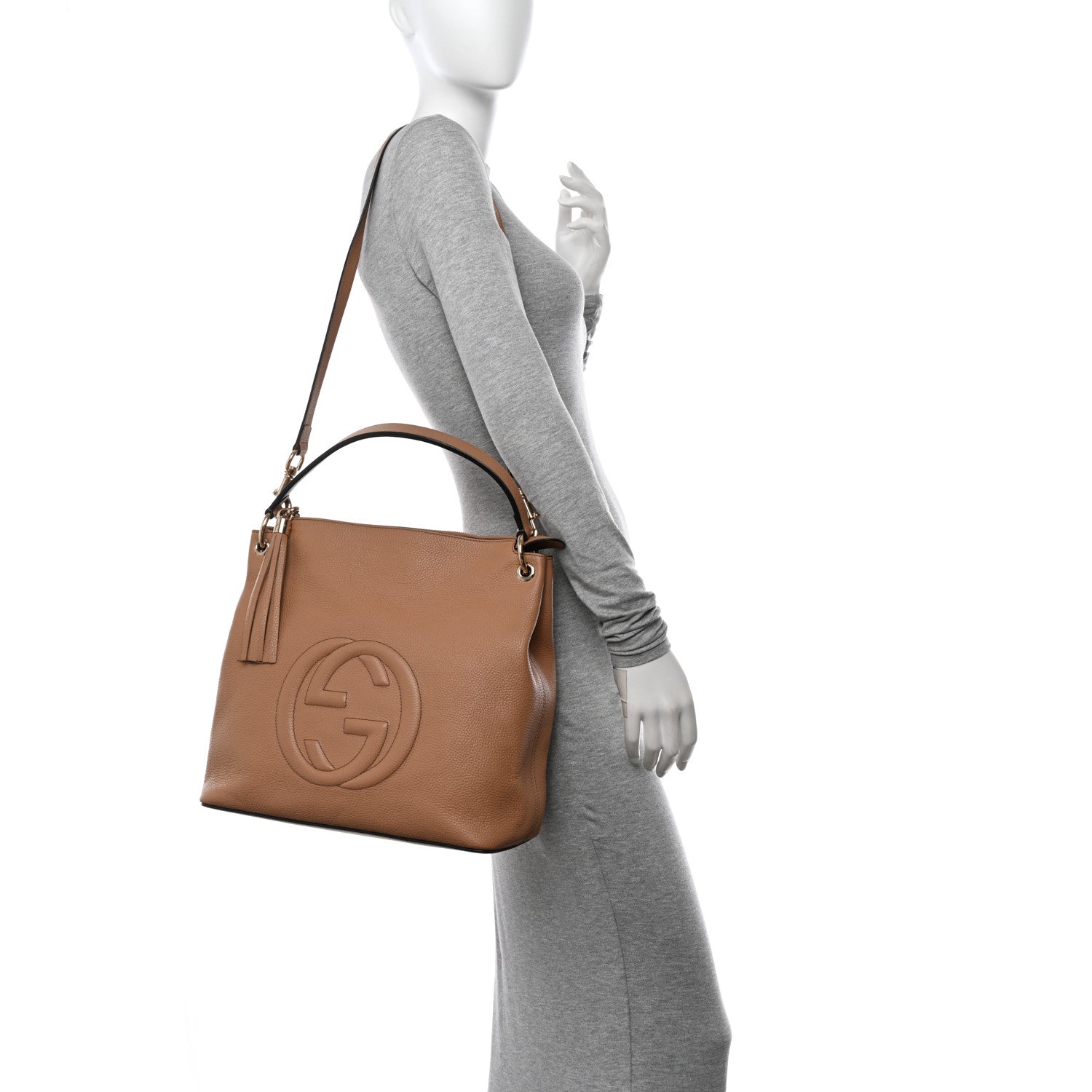 Gucci Pebbled Calfskin Large Soho Hobo Camelia 2 of 10