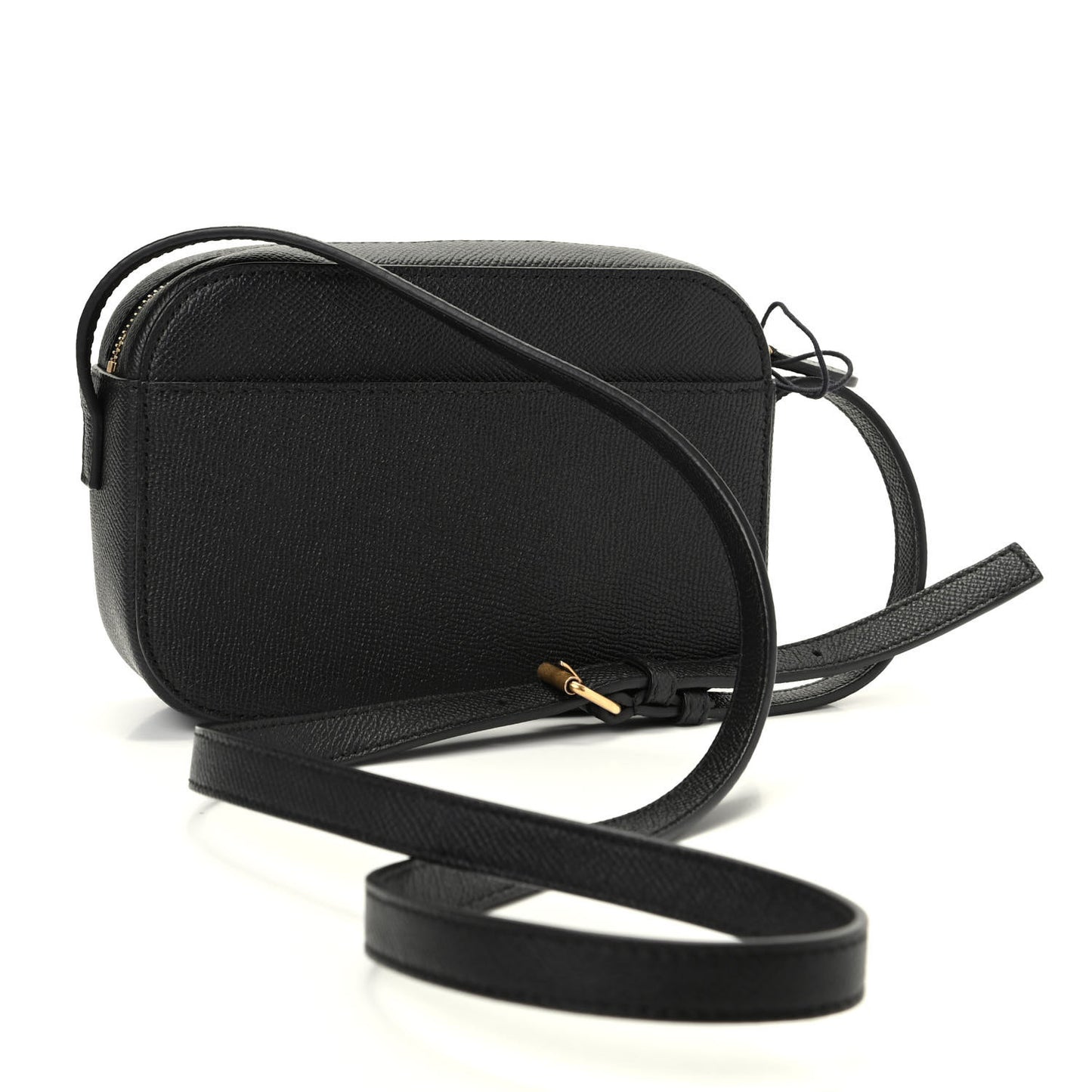 Signature Grained Calfskin Logo XS Ville Camera Bag Black White