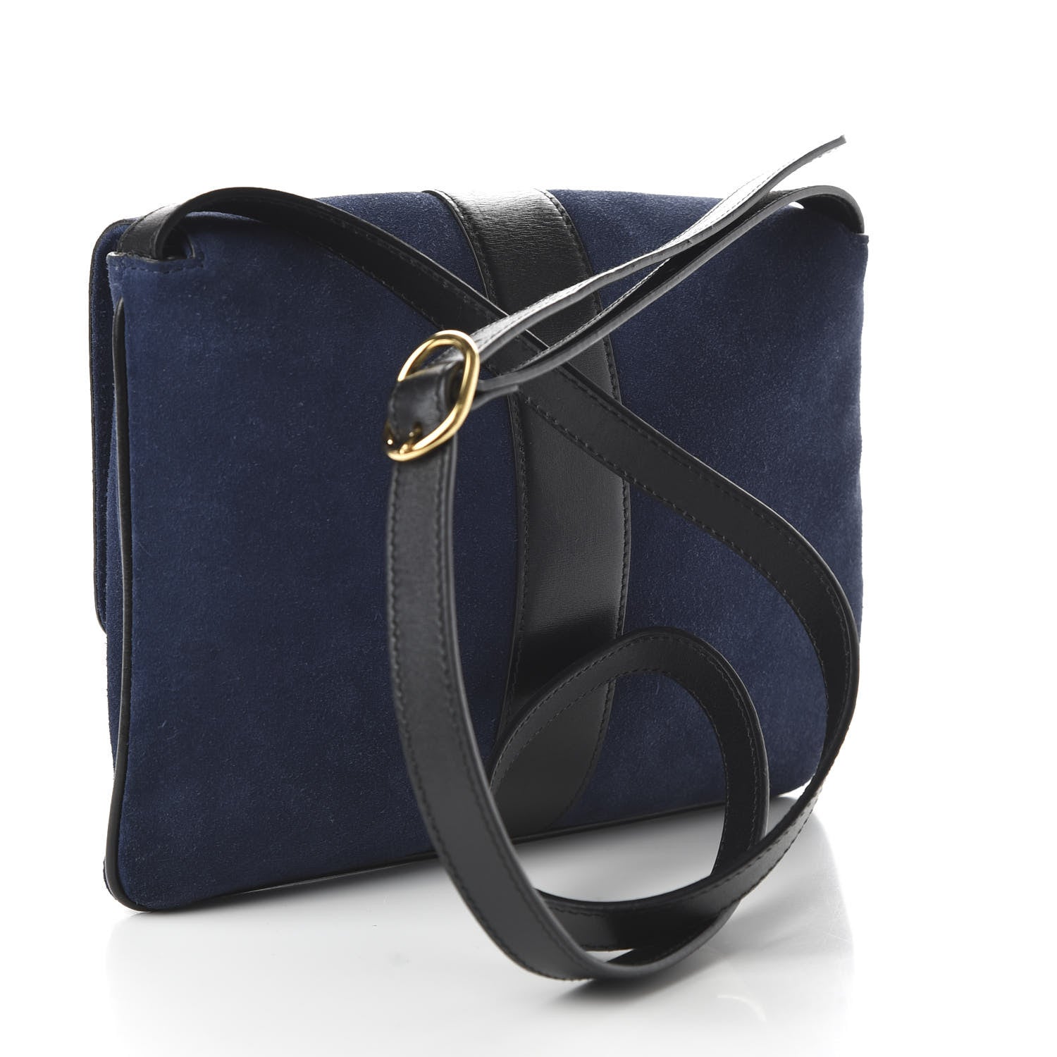Gucci Suede Medium Arli Flap Shoulder Bag Blue Ink Black 3 of 10
