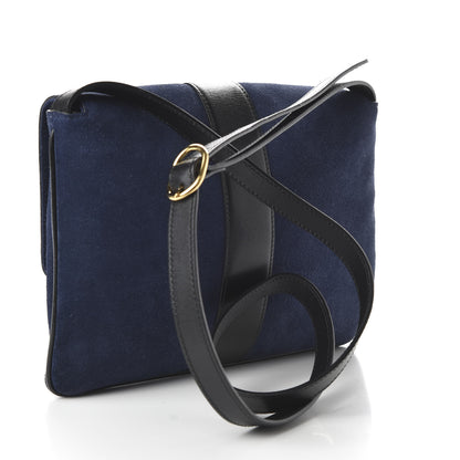 Gucci Suede Medium Arli Flap Shoulder Bag Blue Ink Black 3 of 10