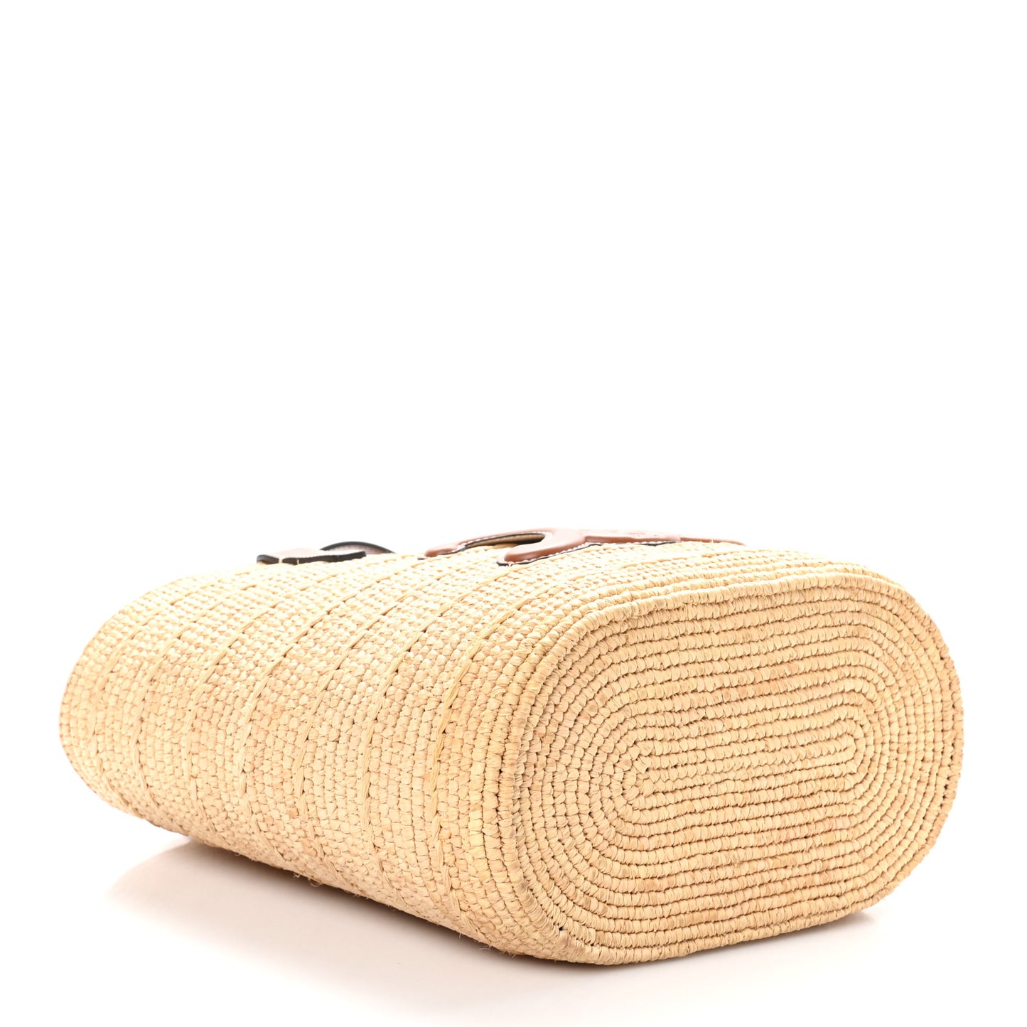 Raffia Calfskin Triomphe Teen Panier Tan
