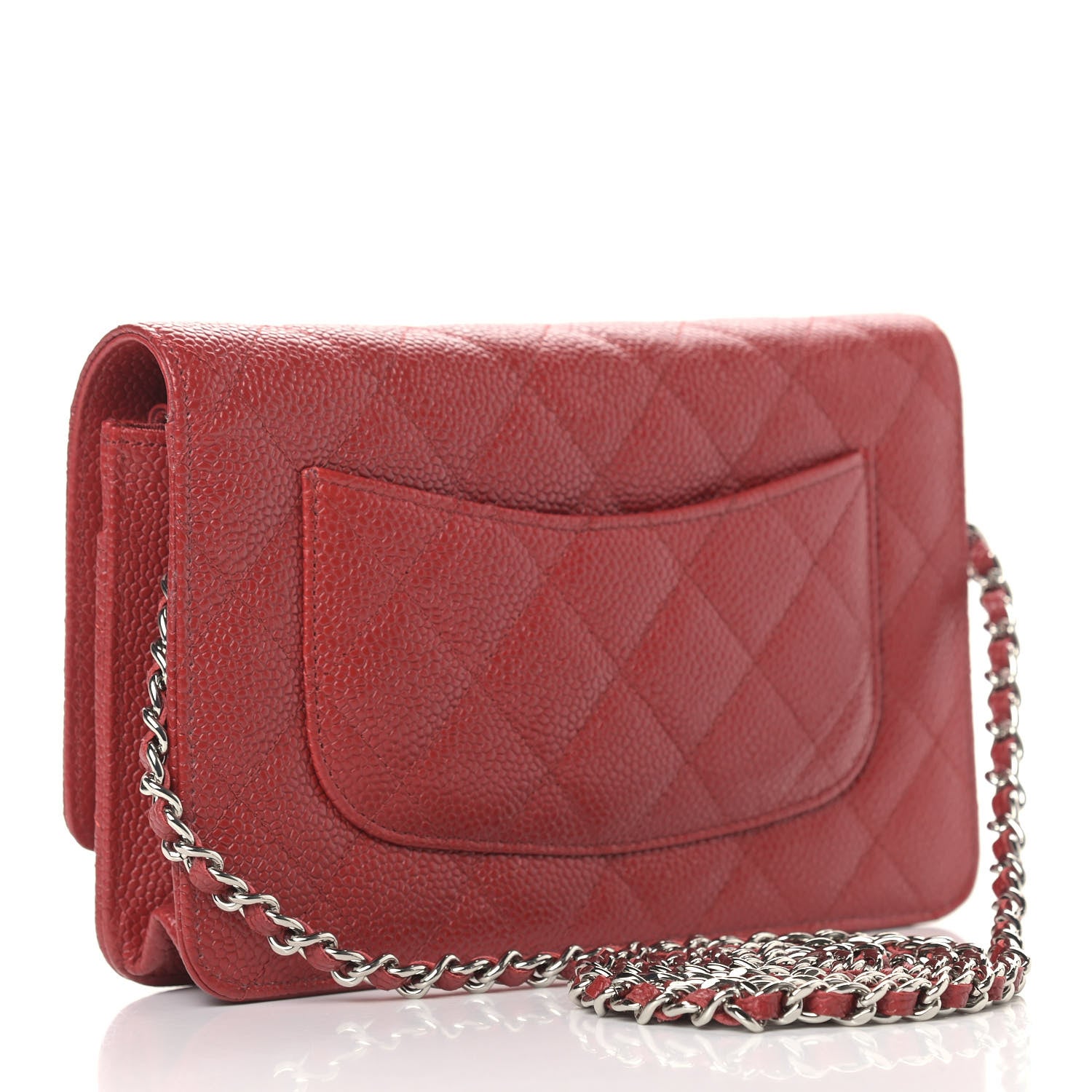 Chanel Caviar Quilted Wallet On Chain WOC Red 3 of 12
