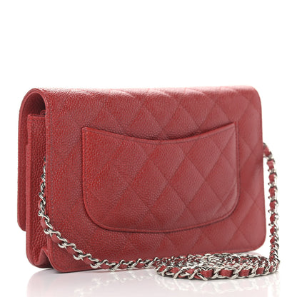 Chanel Caviar Quilted Wallet On Chain WOC Red 3 of 12