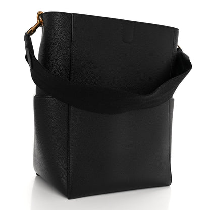 Celine Soft Grained Calfskin Sangle Bucket Bag Black 3 of 9