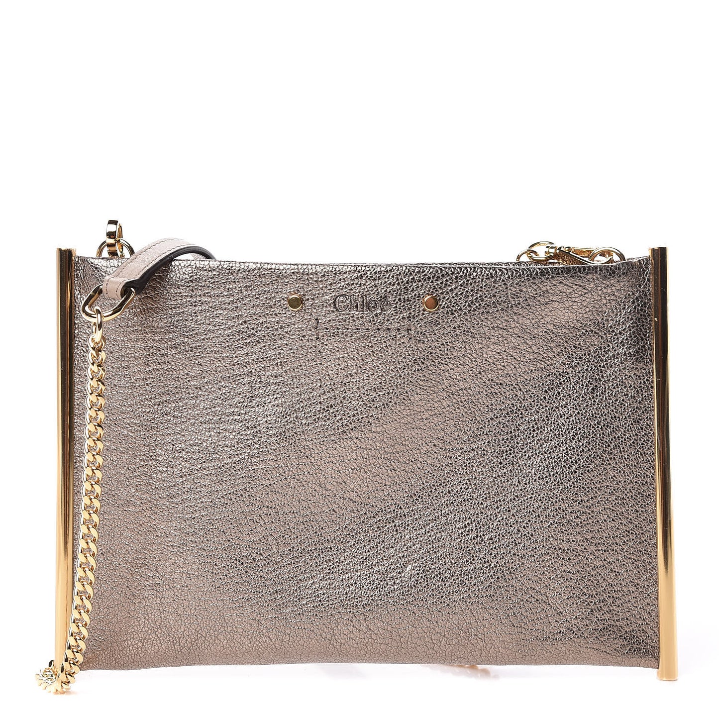 Metallic Calfskin Mini Roy Chain Pouch Bronze
