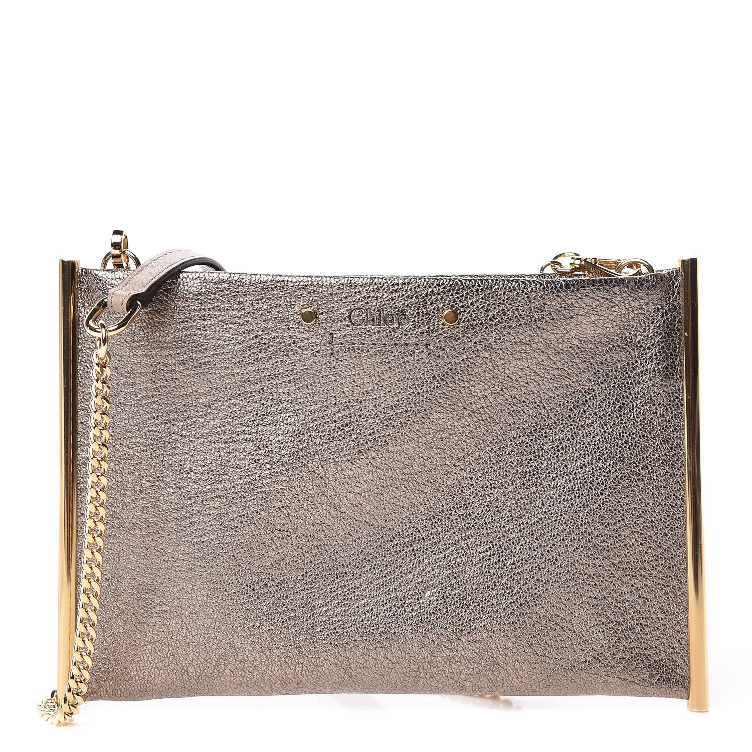 Chloe Metallic Calfskin Mini Roy Chain Pouch Bronze 1 of 10