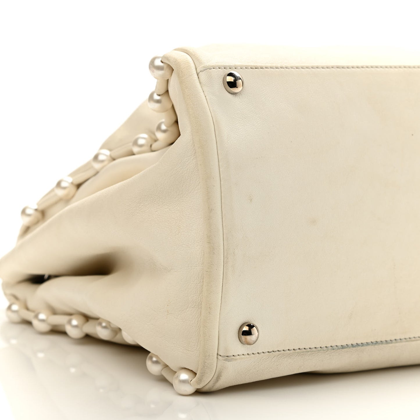 Lambskin Pearl Obsession Tote White