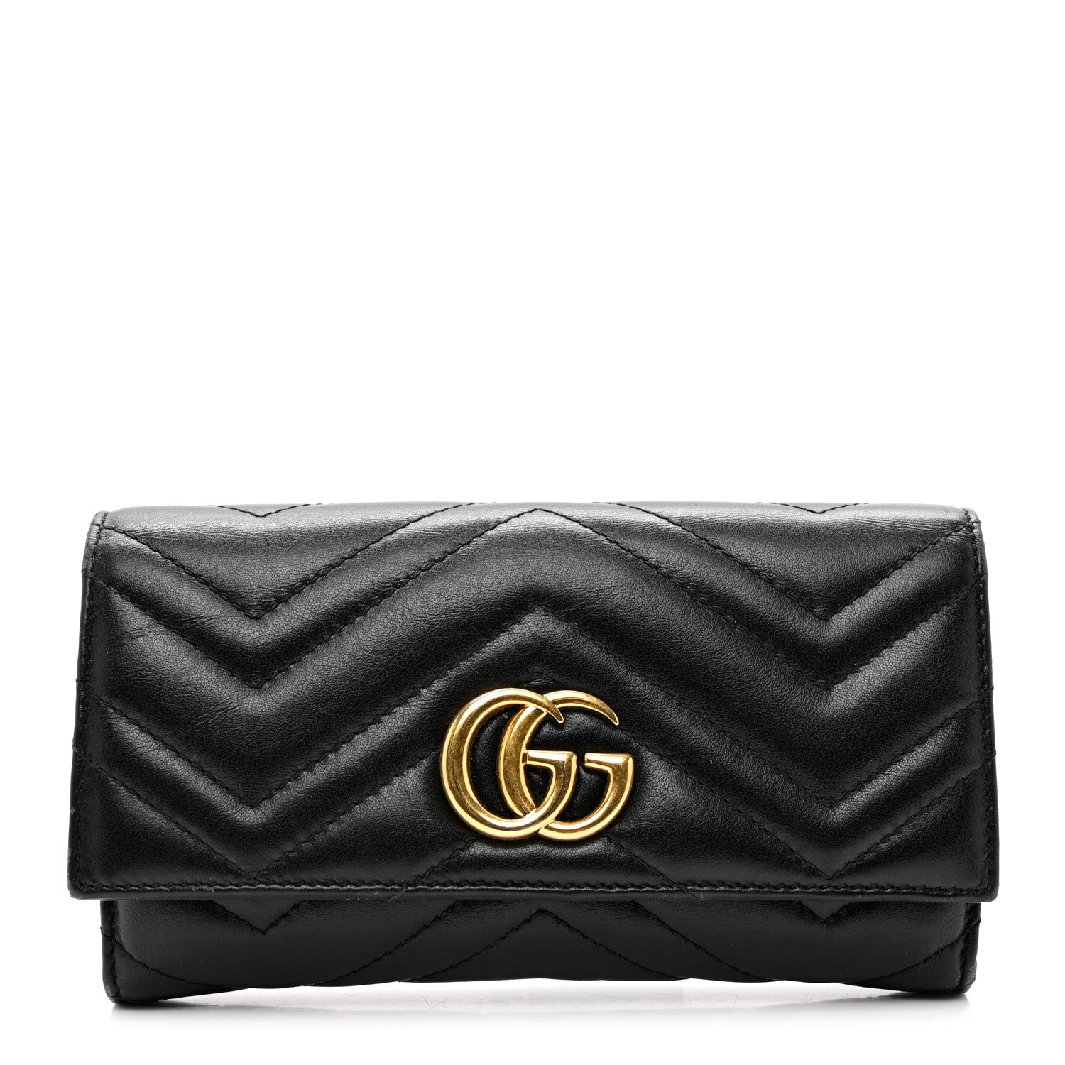 Gucci Calfskin Matelasse GG Marmont Continental Wallet Black 1 of 10