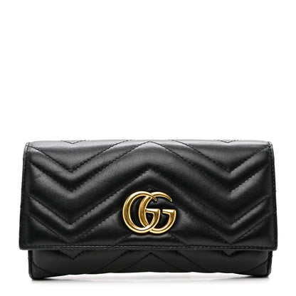 Gucci Calfskin Matelasse GG Marmont Continental Wallet Black 1 of 10