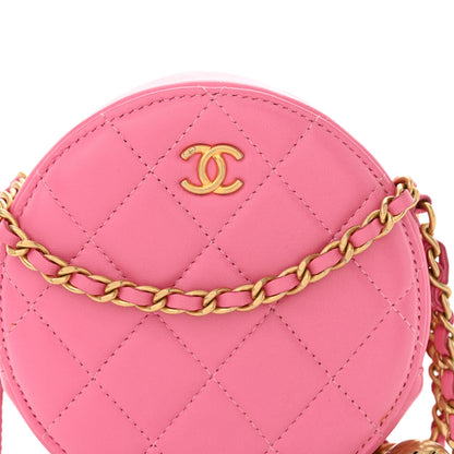 Chanel Lambskin Quilted Round Pearl Crush Clutch With Chain Pink 8 of 10