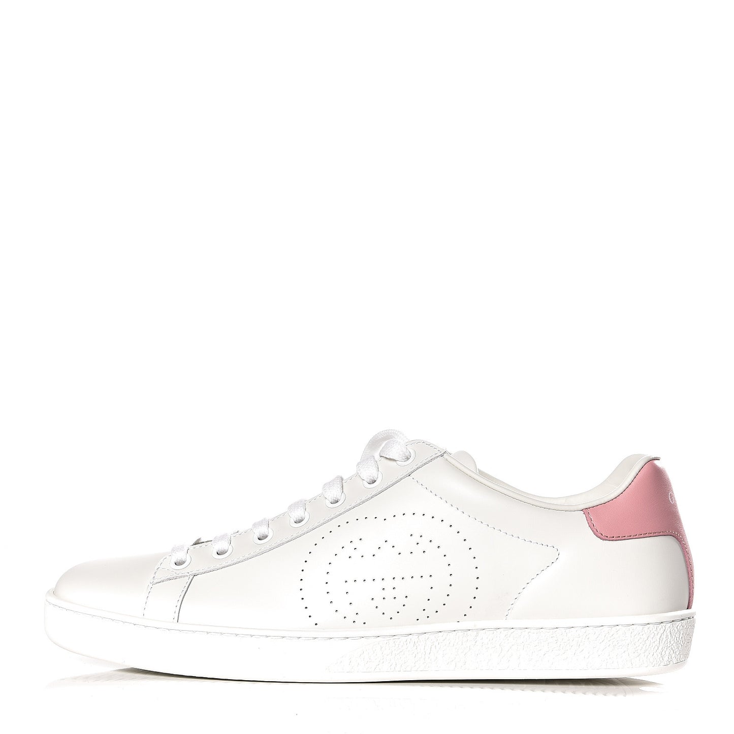 Calfskin Interlocking G Perforated Womens Ace Sneakers 39.5 White Wild Rose