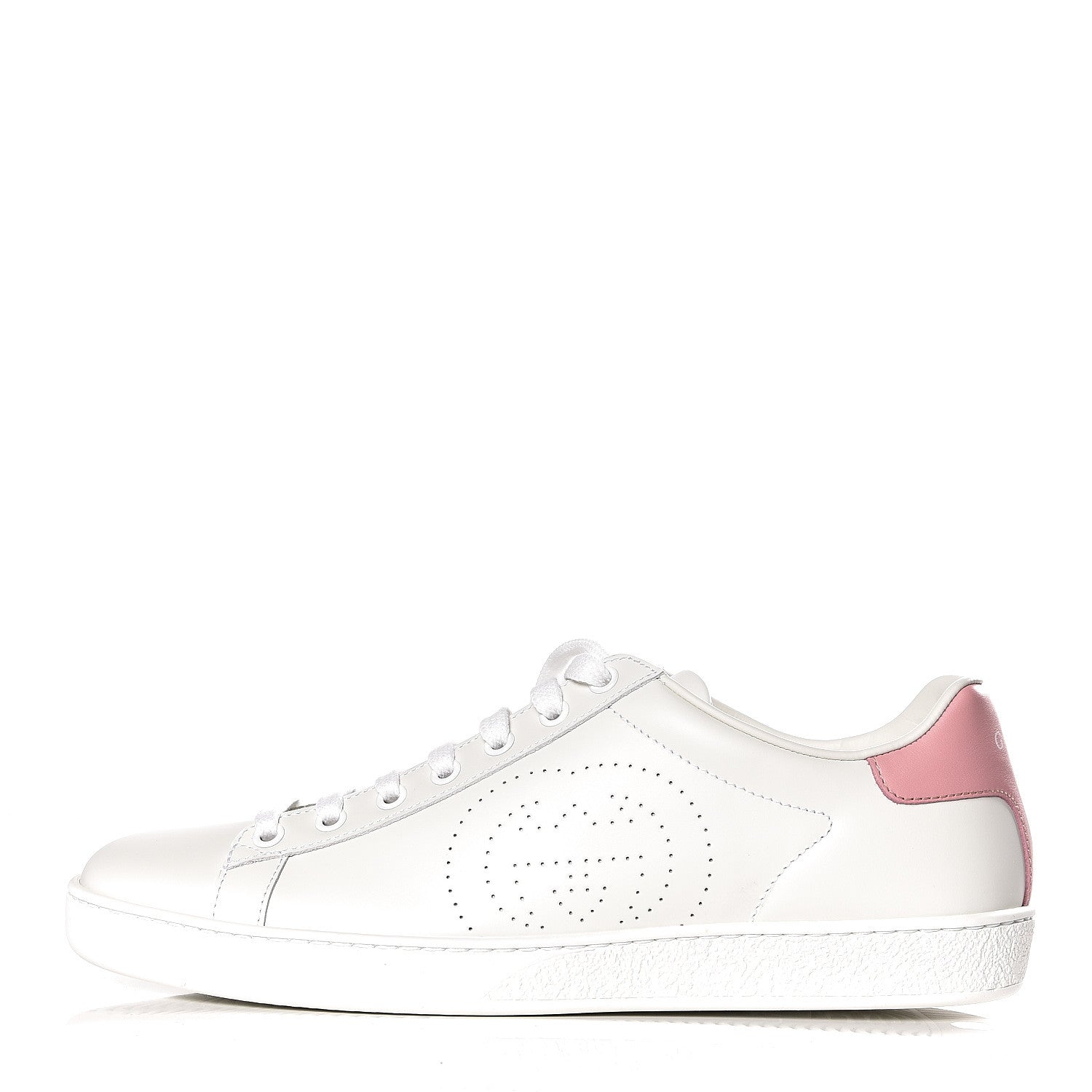 Gucci Calfskin Interlocking G Perforated Womens Ace Sneakers 39.5 White Wild Rose 1 of 11