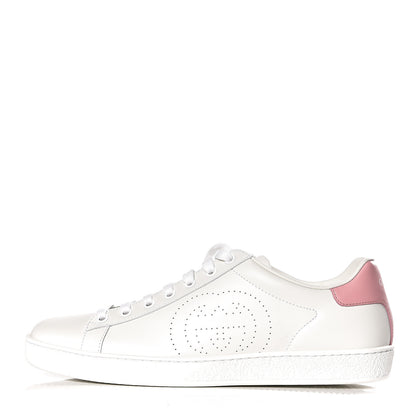 Gucci Calfskin Interlocking G Perforated Womens Ace Sneakers 39.5 White Wild Rose 1 of 11