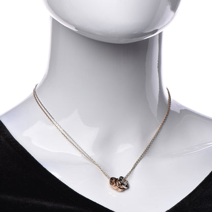 Cartier 18K White Pink Gold Diamond Three Ring LOVE Pendant Necklace 2 of 8