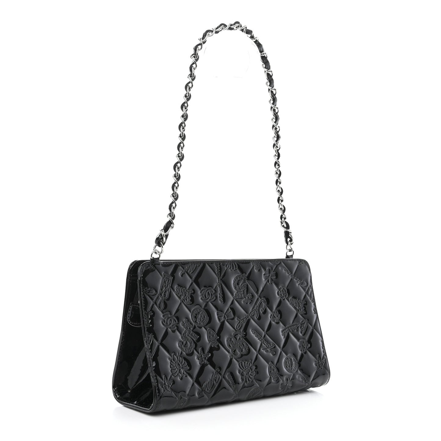 Patent Calfskin Lucky Symbols Pochette Black