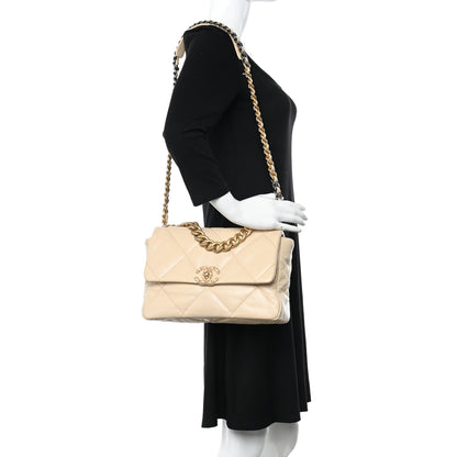 Chanel Goatskin Quilted Large Chanel 19 Flap Beige 2 of 10