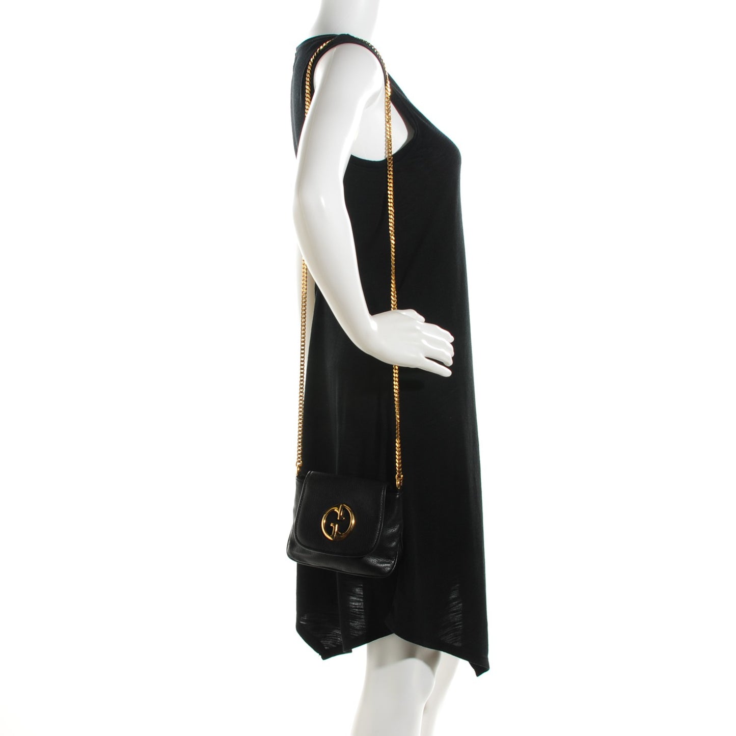 Pebbled Calfskin Small 1973 Chain Shoulder Bag Black