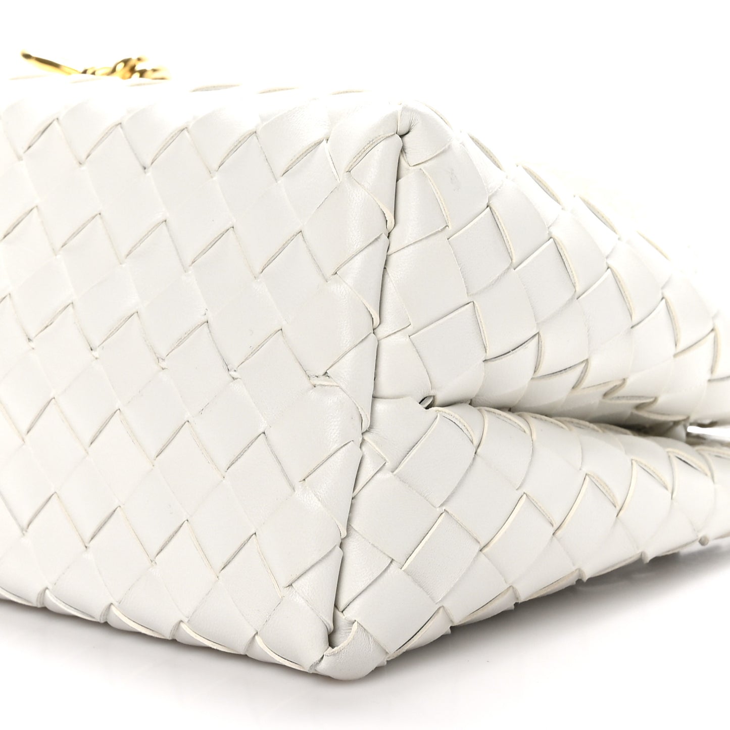 Nappa Intrecciato Small East West Andiamo Shoulder Bag White