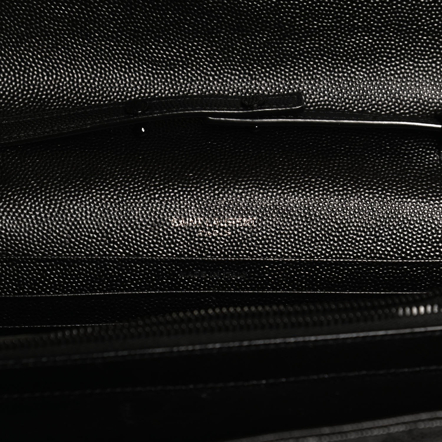 Saint Laurent Grain De Poudre Matelasse Chevron Monogram Chain Wallet Black 6 of 11