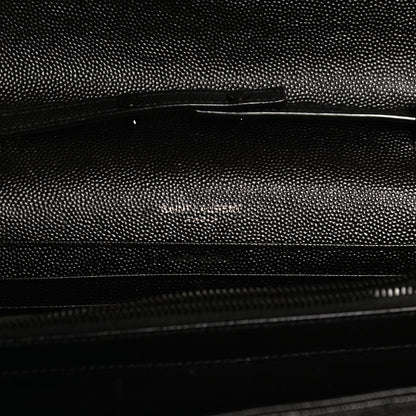 Saint Laurent Grain De Poudre Matelasse Chevron Monogram Chain Wallet Black 6 of 11