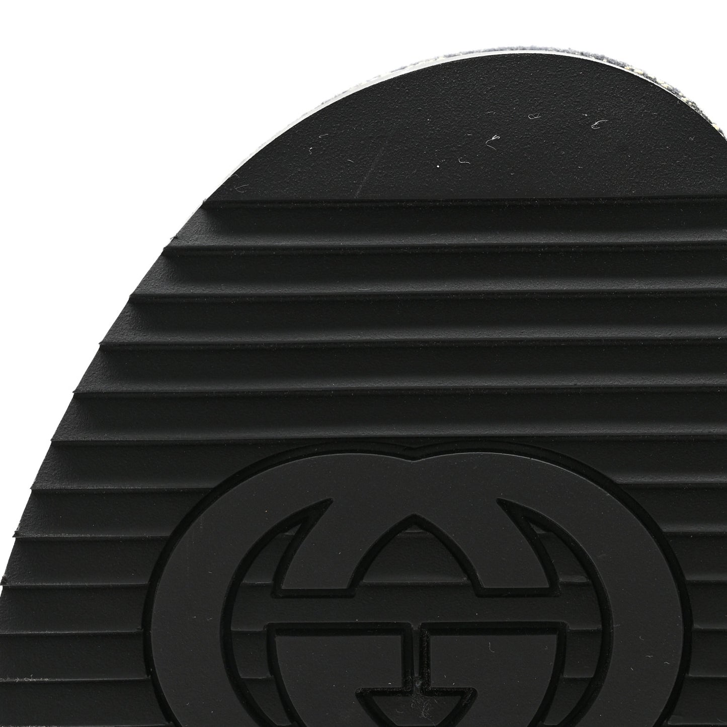 Jacquard Black Denim GG Monogram Angelina Platform 55mm Slide Sandals 38 Black Ivory