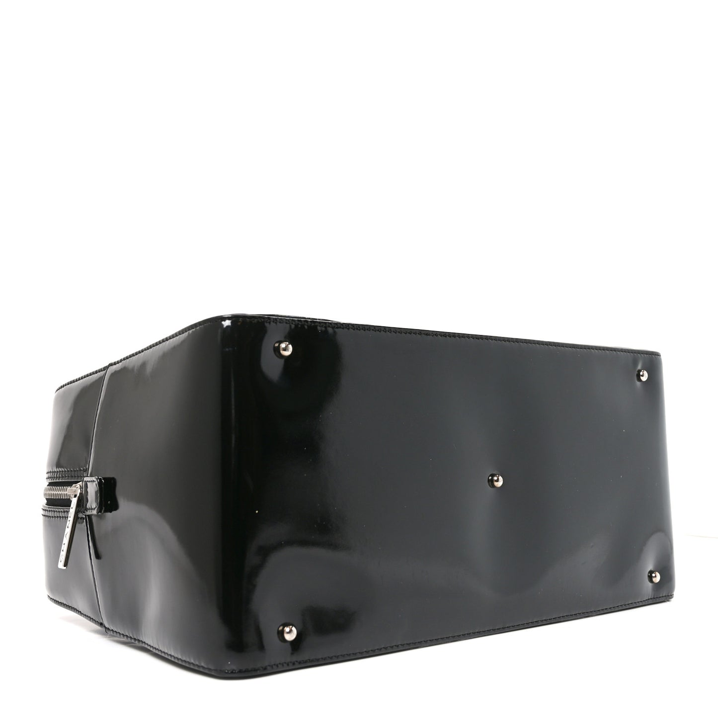 Patent Quilted Chocolate Bar Bowler Black