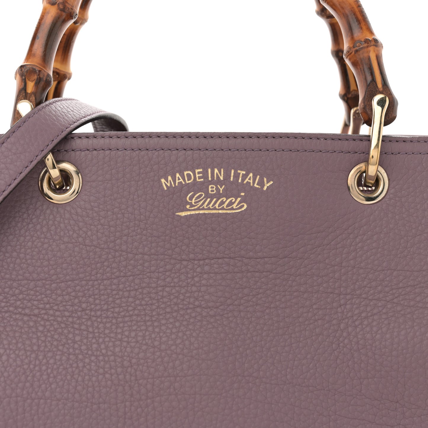 Pebbled Calfskin Medium Bamboo Shopper Tote Purple