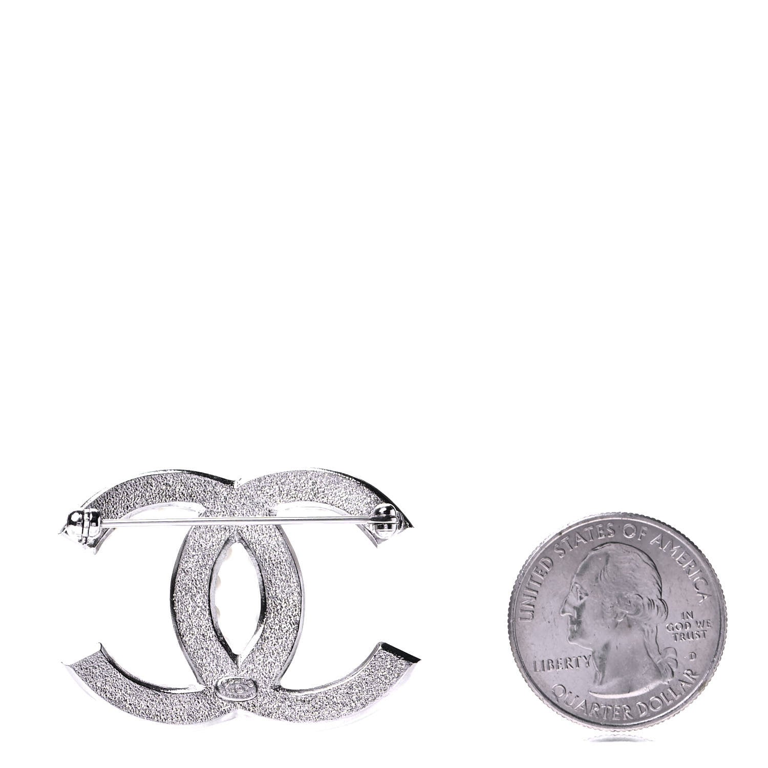 Chanel Pearl Crystal CC Snow Palace Brooch Silver 3 of 4