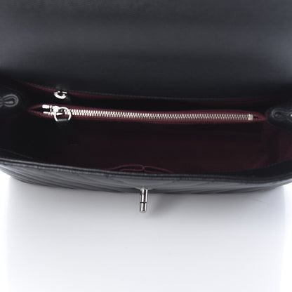 Chanel Caviar Chevron Quilted Small Coco Handle Flap Black 5 of 10
