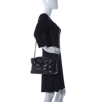 Saint Laurent Lambskin Quilted Small Loulou Puffer Monogram Chain Satchel Black 2 of 12