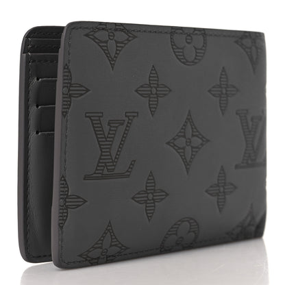 Louis Vuitton Calfskin Monogram Shadow Multiple Wallet Anthracite Gray 3 of 6
