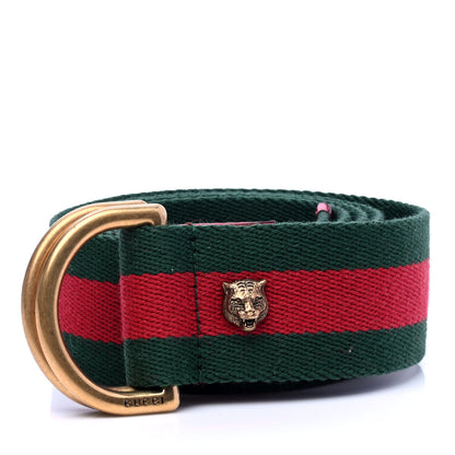 Gucci Web Feline D Ring Belt 90 36 Red Green 1 of 4