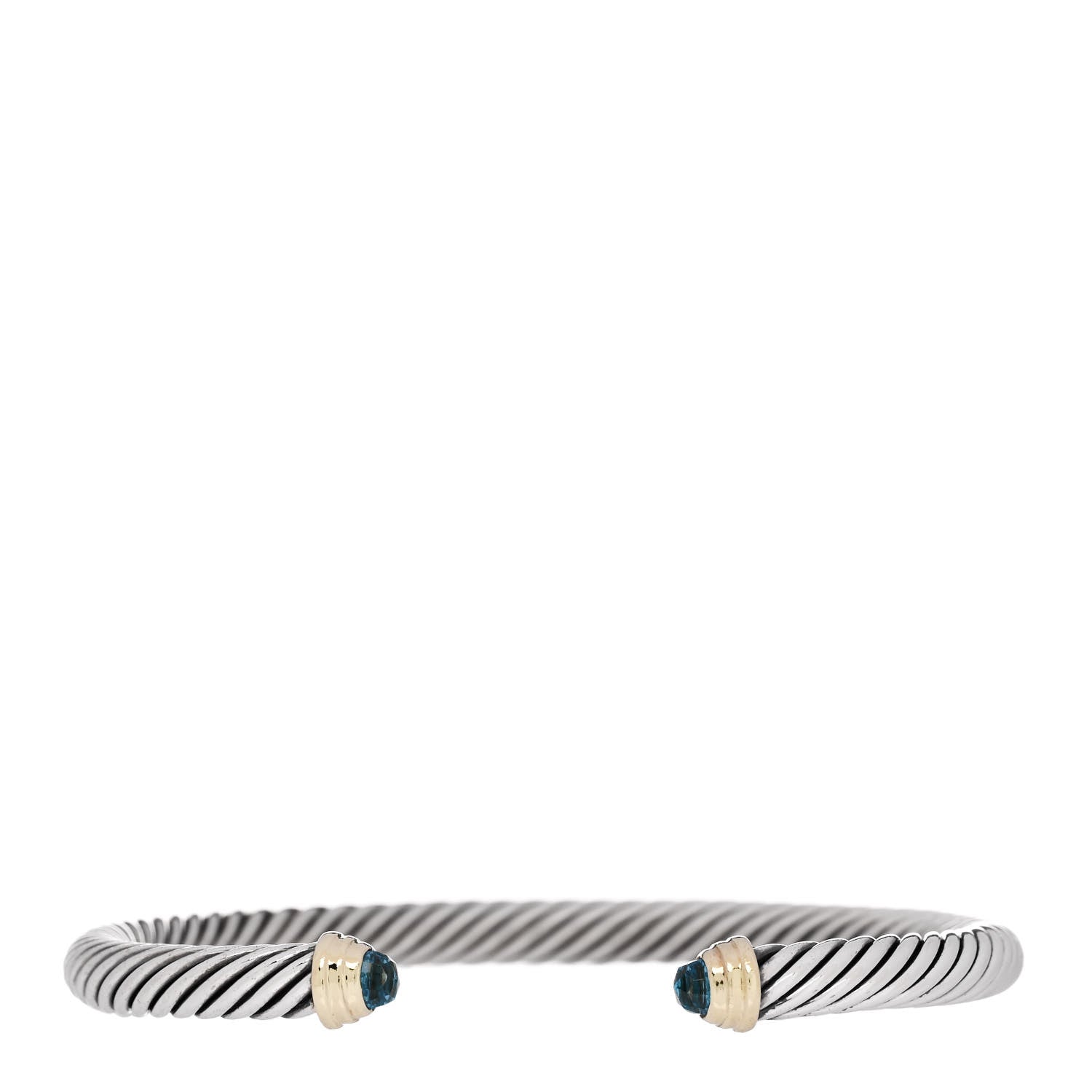 David Yurman Sterling Silver 14K Yellow Gold Blue Topaz 5mm Cable Classics Petite Color Bracelet 1 of 3
