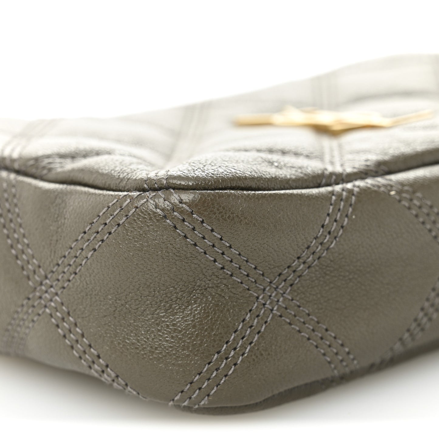Grained Lambskin Quilted Mini Becky Double Zip Bag Taupe