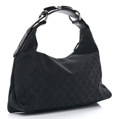 Gucci Monogram Medium Horsebit Chain Hobo Black 3 of 10