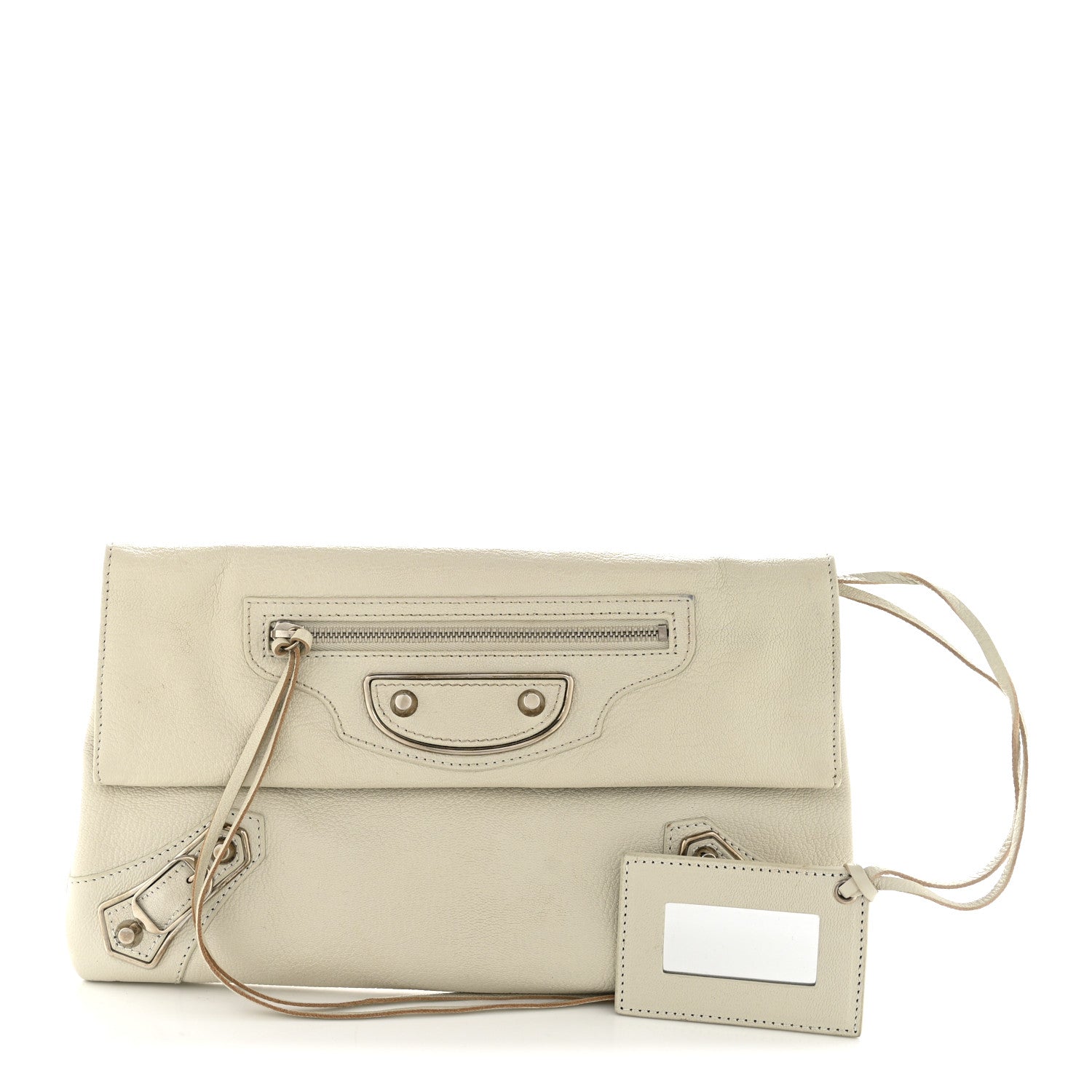 Balenciaga Chevre Silver Metallic Edge Hardware Envelope Clutch Gris Glace 3 of 15