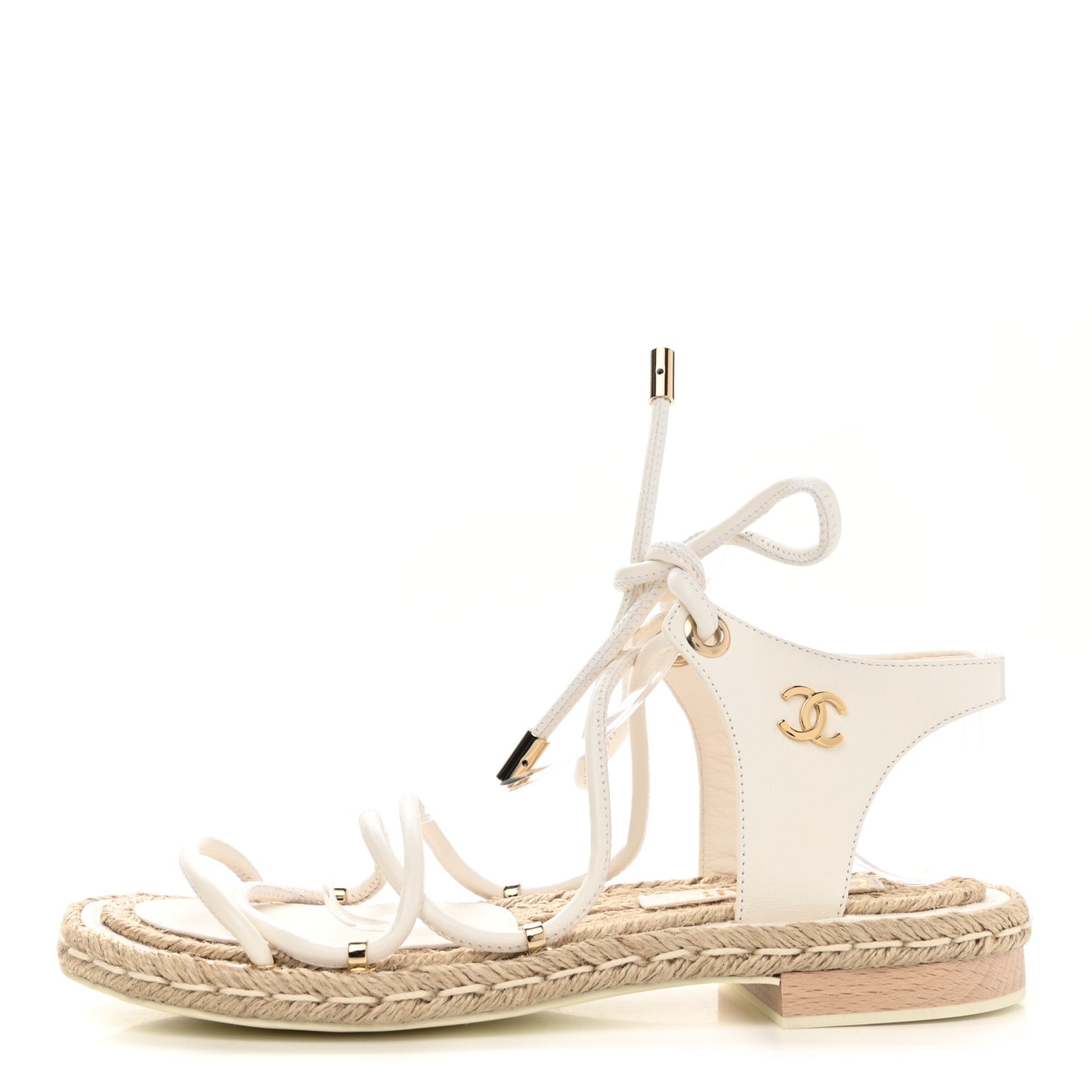 Calfskin Espadrille Sandals 36 White