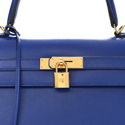 Hermes Tadelakt Kelly Sellier 35 Bleu Electric 8 of 15