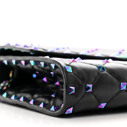 Valentino Garavani Lambskin Oil Slick Rockstud Spike Wallet on Chain Black 9 of 15