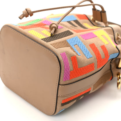 Fendi Canvas Vitello King F is Fendi FF Multicolor Embroidered Mini Mon Tresor Bucket Bag Multicolor Cuoio 11 of 15