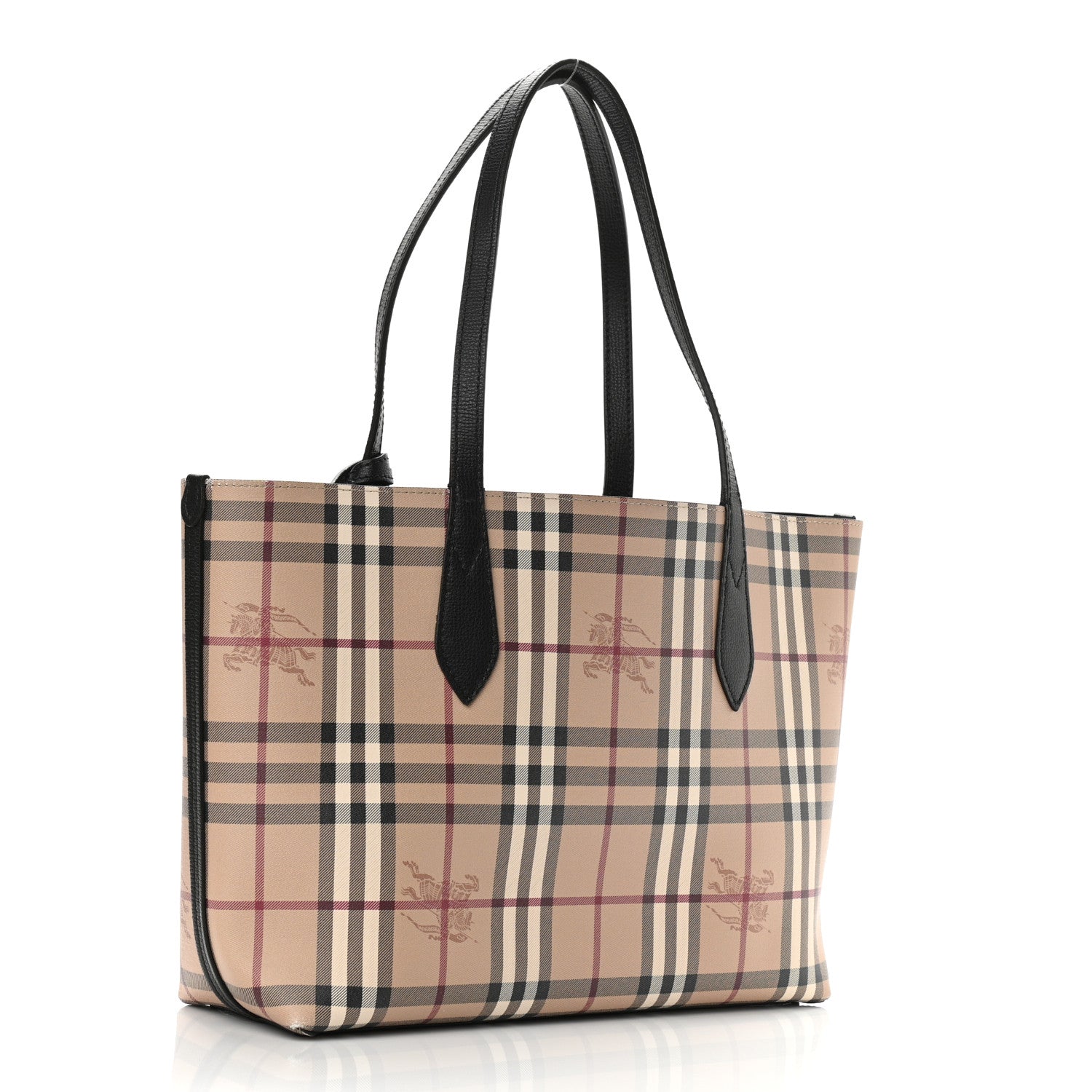 Burberry Grainy Calfskin Haymarket Check Small Reversible Tote Black 4 of 19