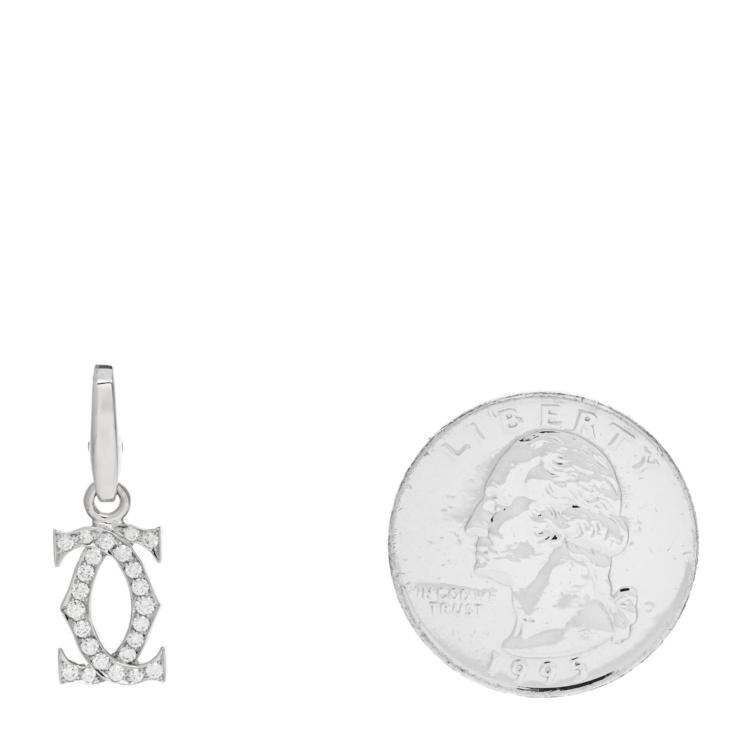 Cartier 18K White Gold Diamond Logo Charm 2 of 5
