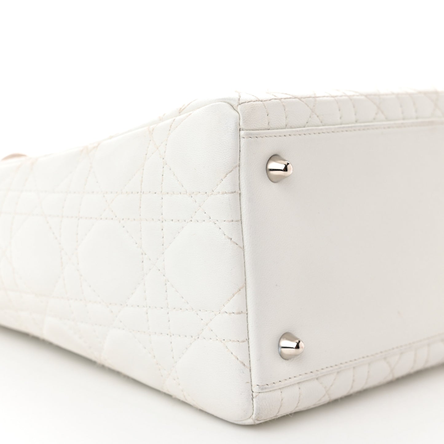 Lambskin Cannage Medium Lady Dior White