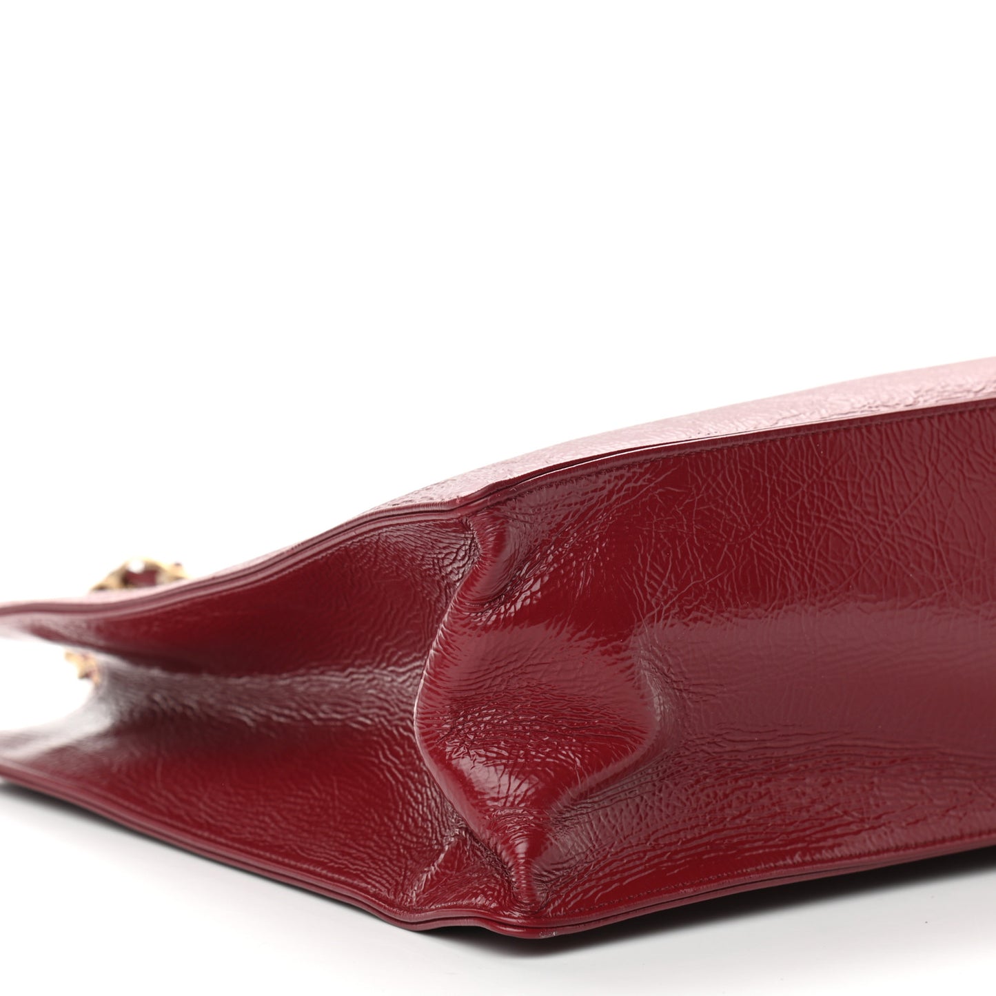 Shiny Aged Calfskin Shopping Bag Red