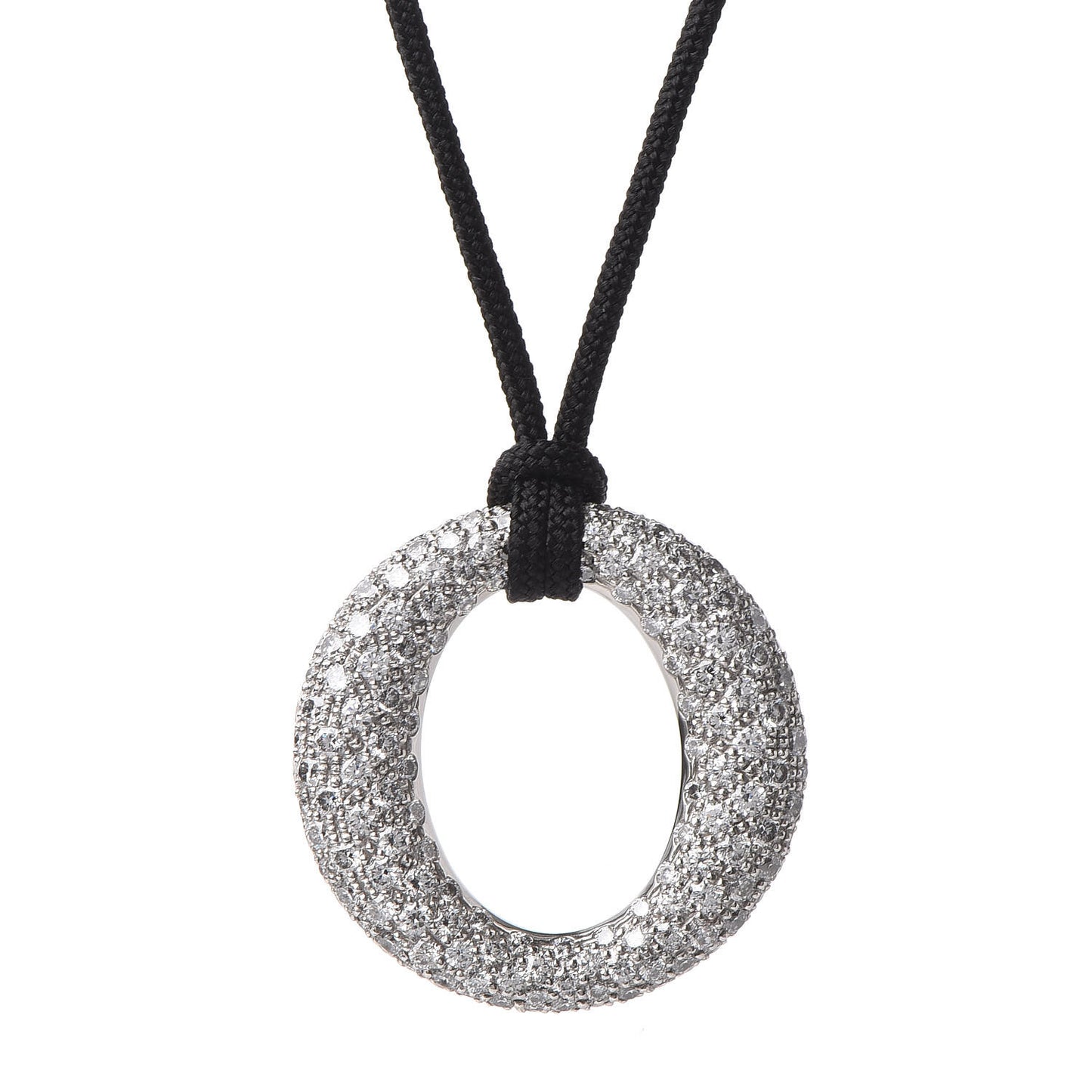 Platinum Silk Diamond Small Elsa Peretti Sevillana Pendant Necklace