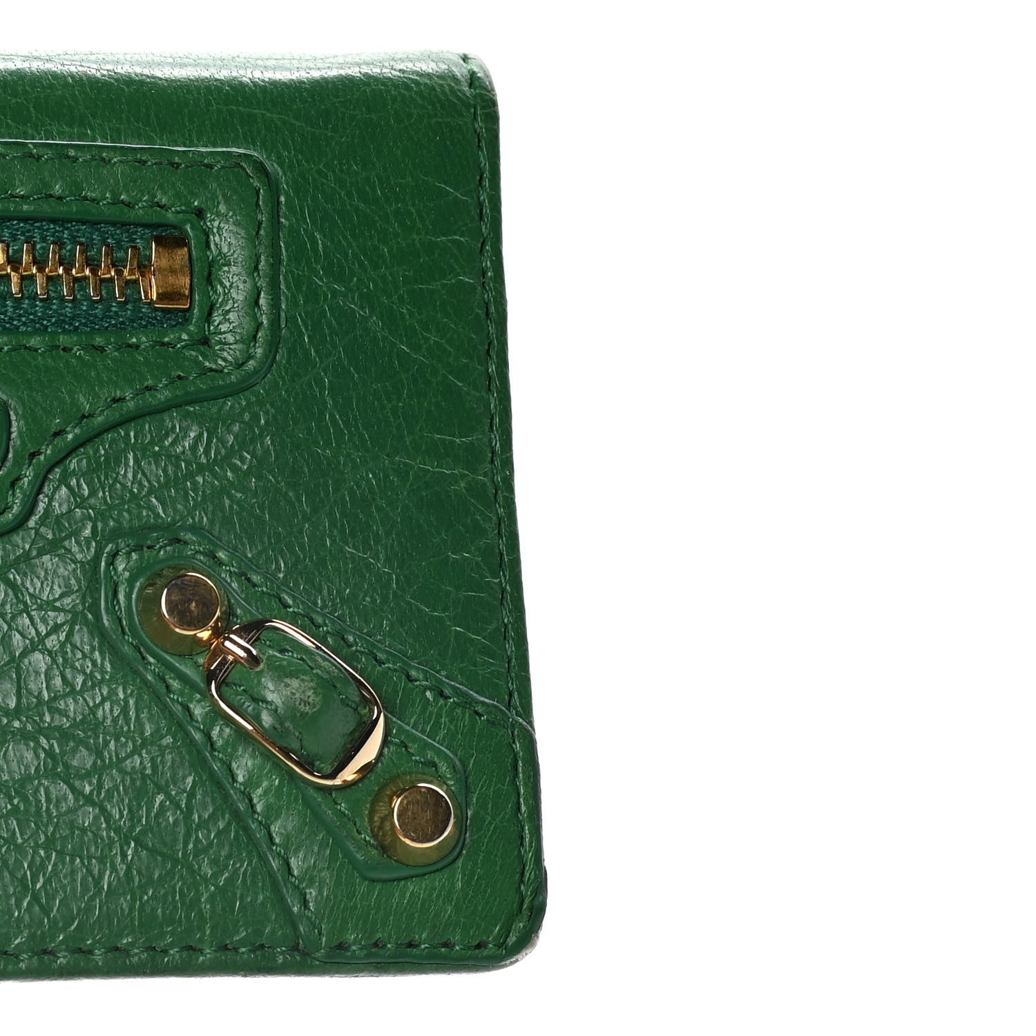 Balenciaga Agneau Arena Classic Gold Hardware Mini Wallet Vert Trefle 16 of 18