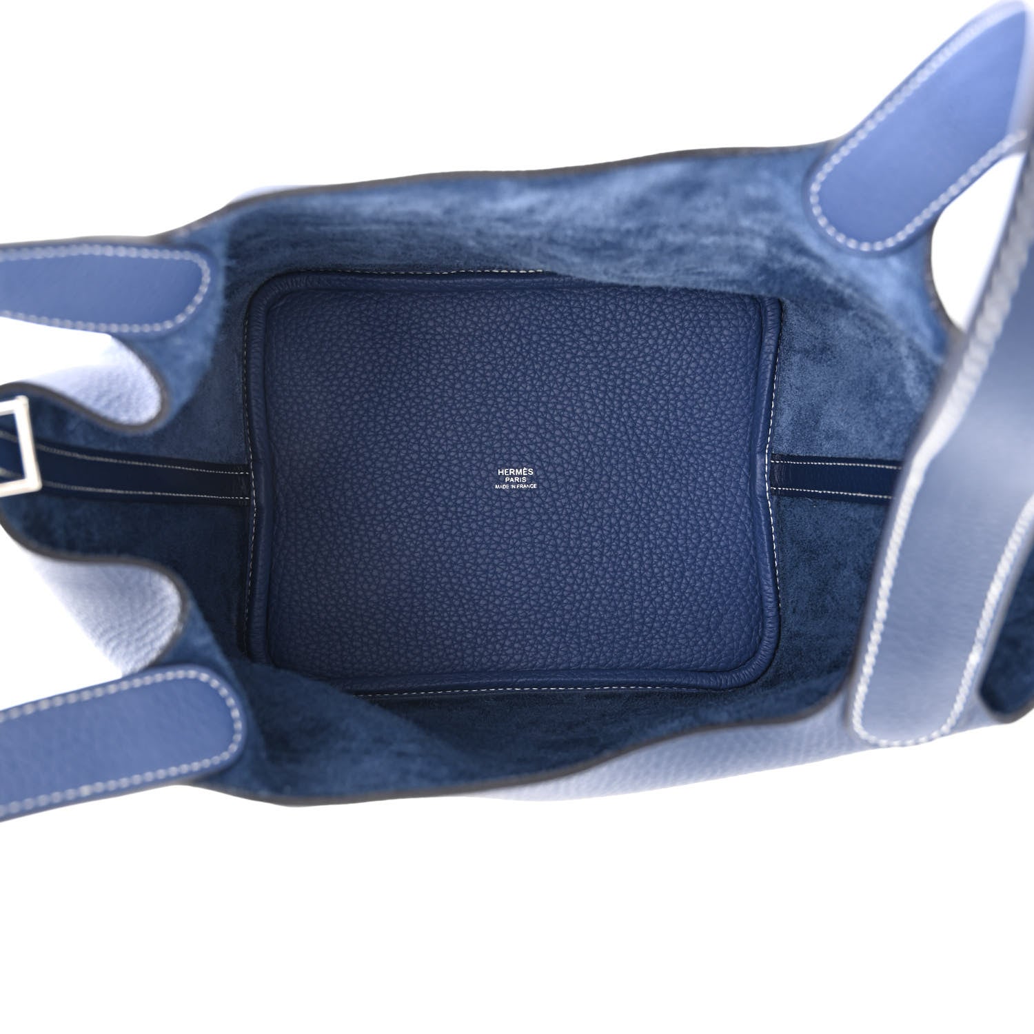 Hermes Taurillon Clemence Casaque Picotin Lock 22 MM Bleu Saphir Bleu Brighton 5 of 11