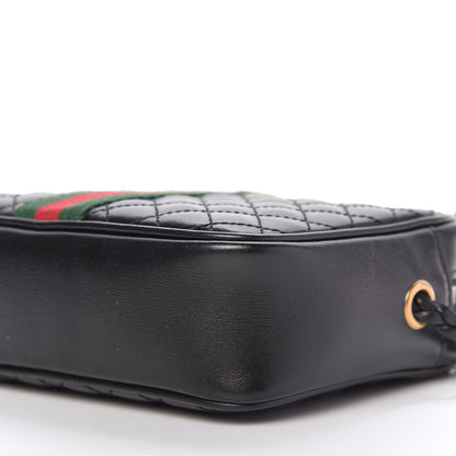 Gucci Calfskin Trapuntata Web Mini GG Shoulder Bag Black 7 of 12