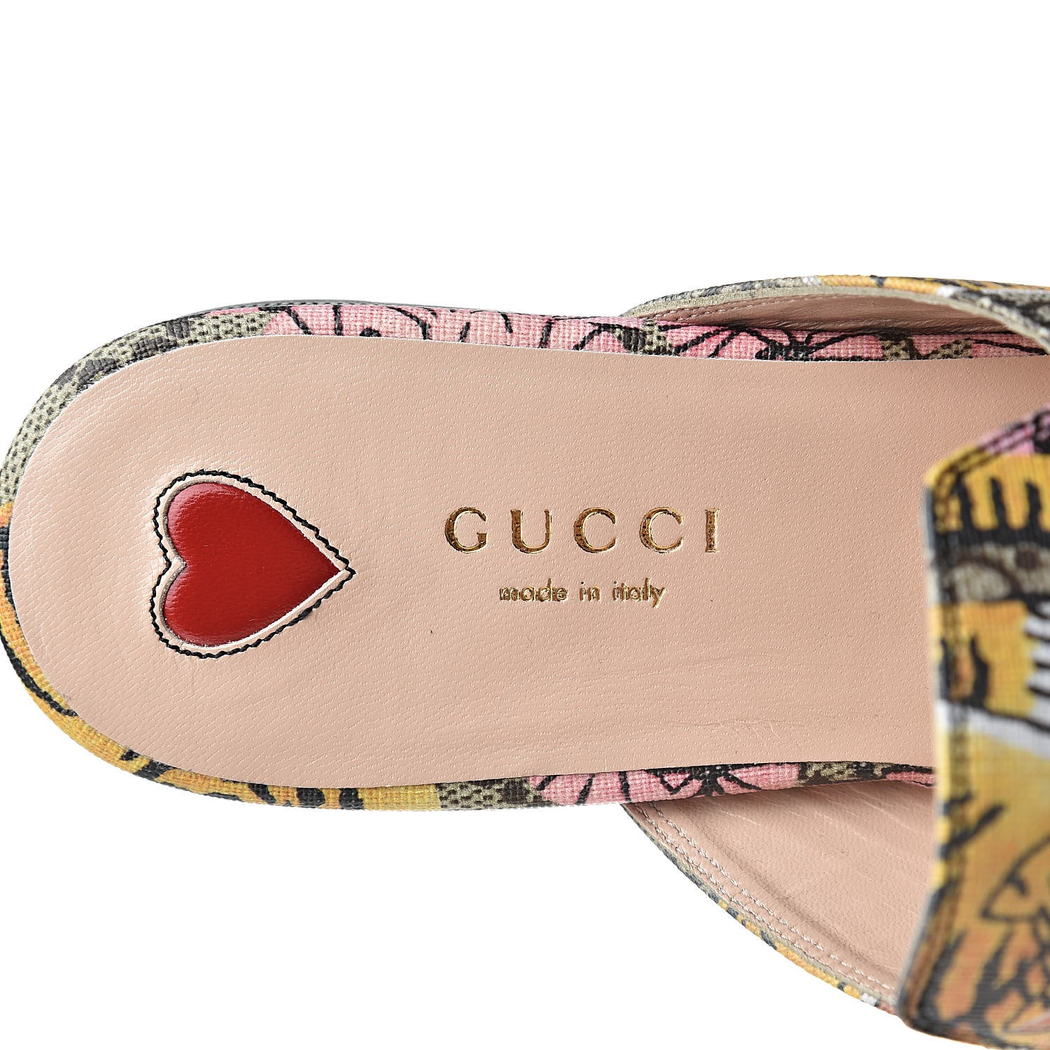 Gucci GG Supreme Monogram Bengal Womens Princetown Slippers 37.5 Beige Crop Pink 8 of 9