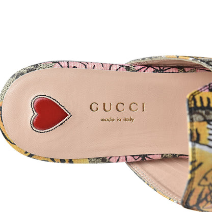 Gucci GG Supreme Monogram Bengal Womens Princetown Slippers 37.5 Beige Crop Pink 8 of 9